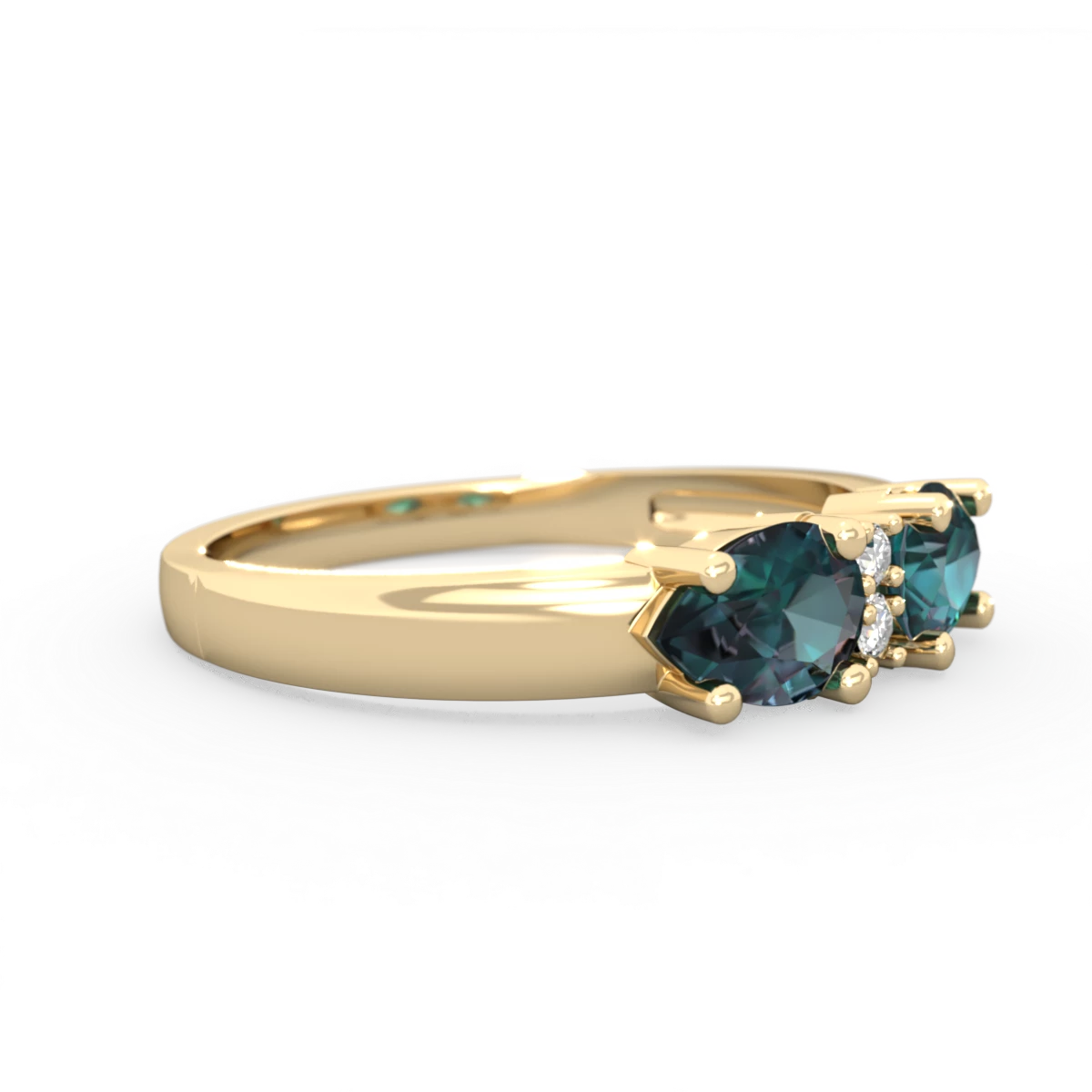 Alexandrite Pear Bowtie 14K Yellow Gold ring R0865