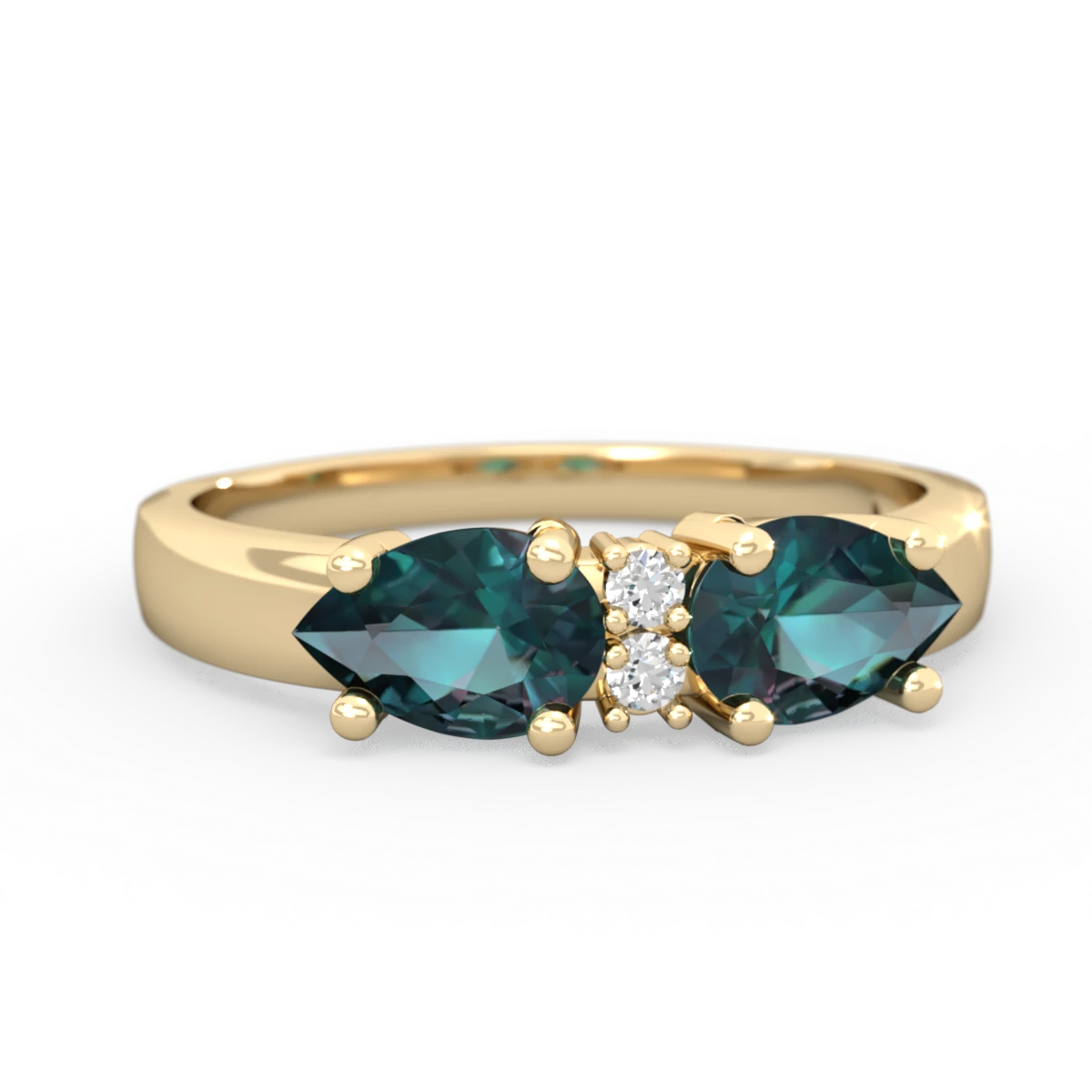 Alexandrite Pear Bowtie 14K Yellow Gold ring R0865