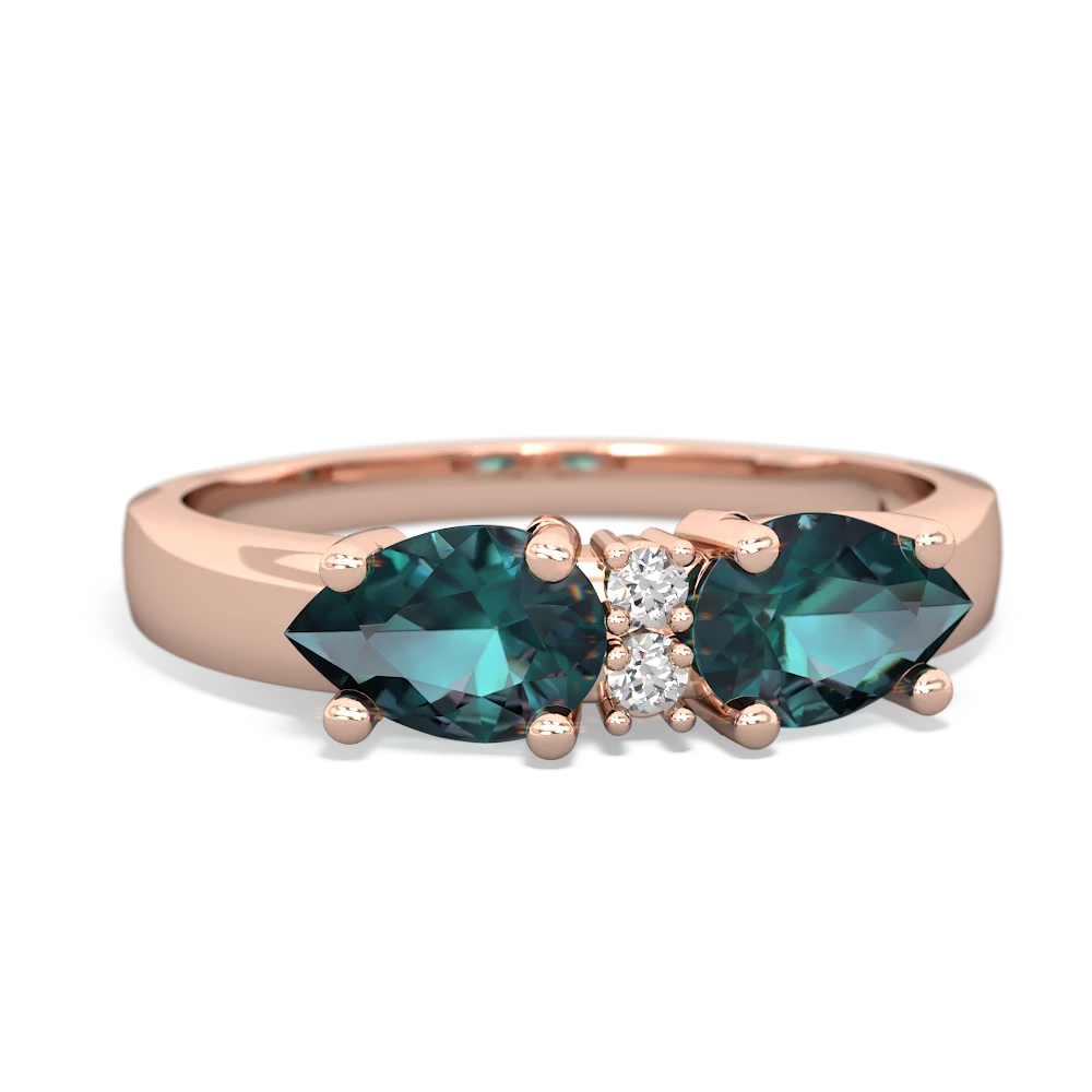 Alexandrite Pear Bowtie 14K Rose Gold ring R0865