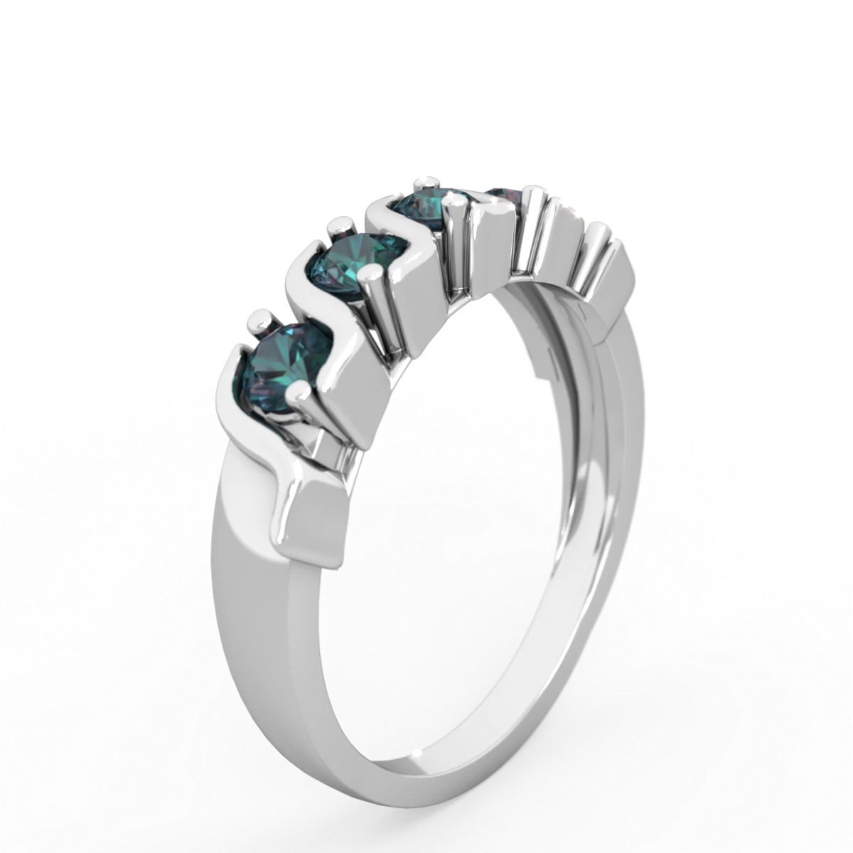 Alexandrite Anniversary Band 14K White Gold ring R2089