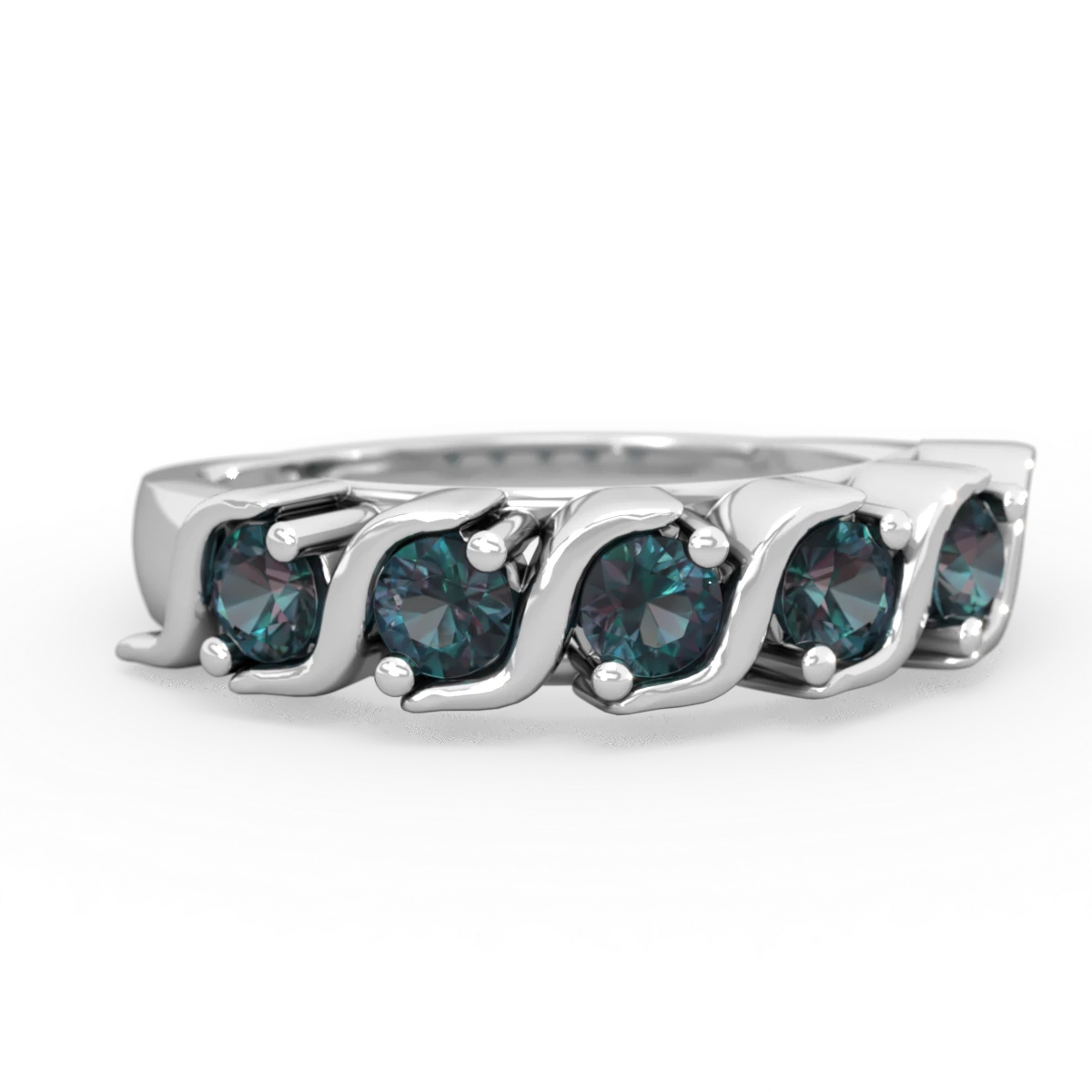 Alexandrite Anniversary Band 14K White Gold ring R2089