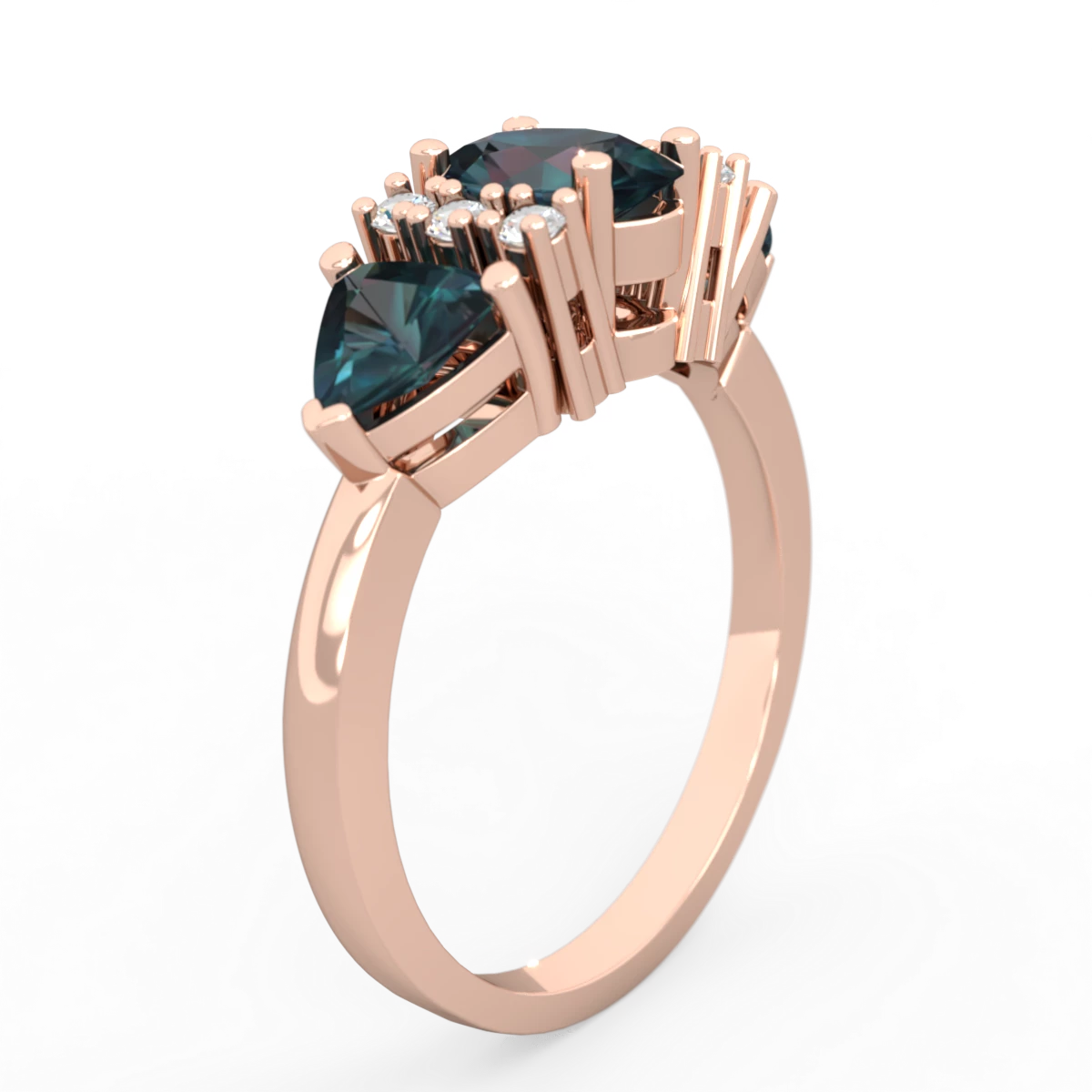 Alexandrite Antique Style Three Stone 14K Rose Gold ring R2186