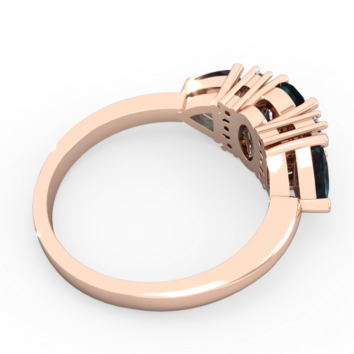 Alexandrite Antique Style Three Stone 14K Rose Gold ring R2186