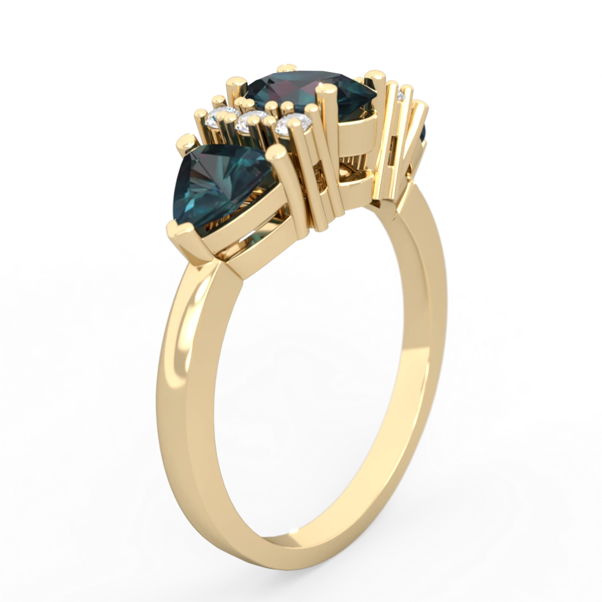 Alexandrite Antique Style Three Stone 14K Yellow Gold ring R2186