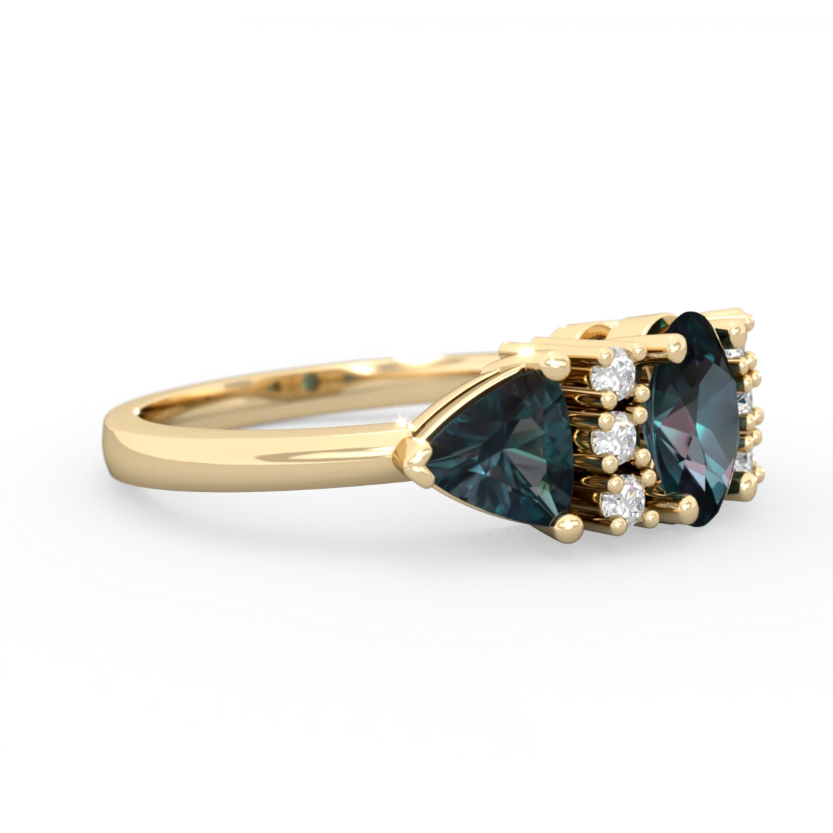 Alexandrite Antique Style Three Stone 14K Yellow Gold ring R2186
