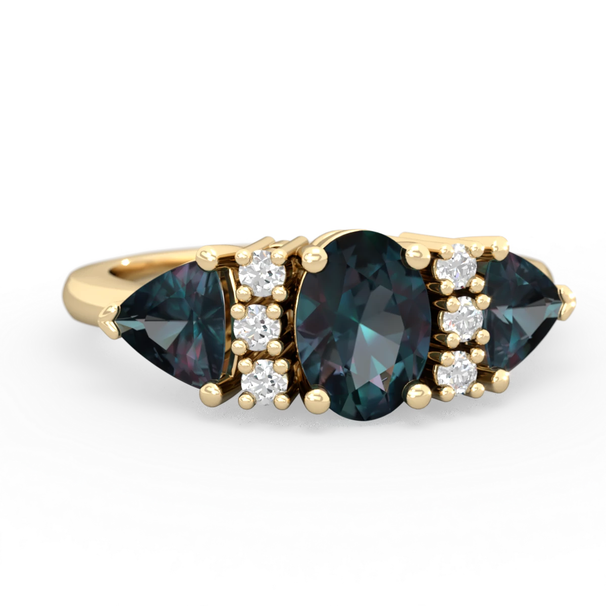 Alexandrite Antique Style Three Stone 14K Yellow Gold ring R2186