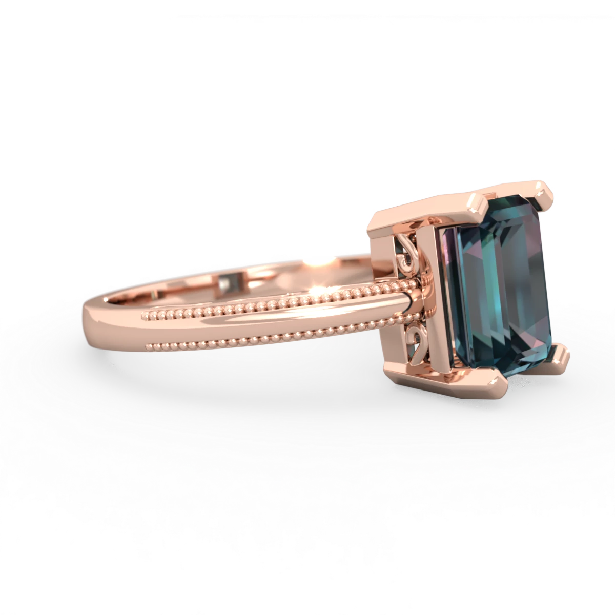 Alexandrite Milgrain Scroll 14K Rose Gold ring R2338