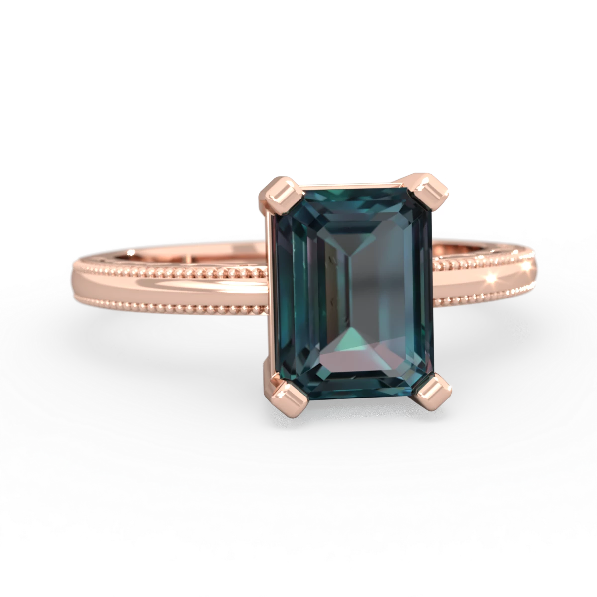 Alexandrite Milgrain Scroll 14K Rose Gold ring R2338
