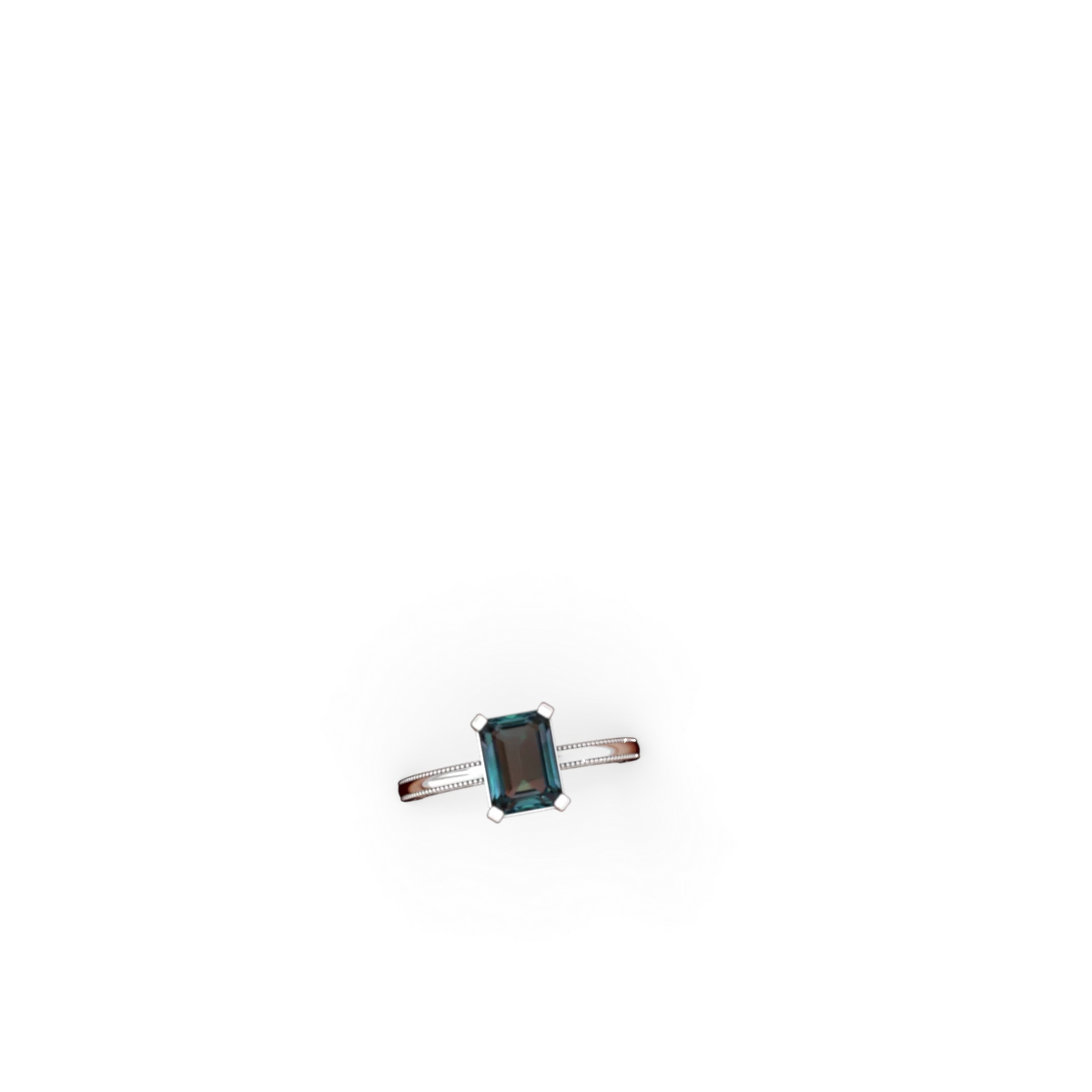 Alexandrite Milgrain Scroll 14K White Gold ring R2338