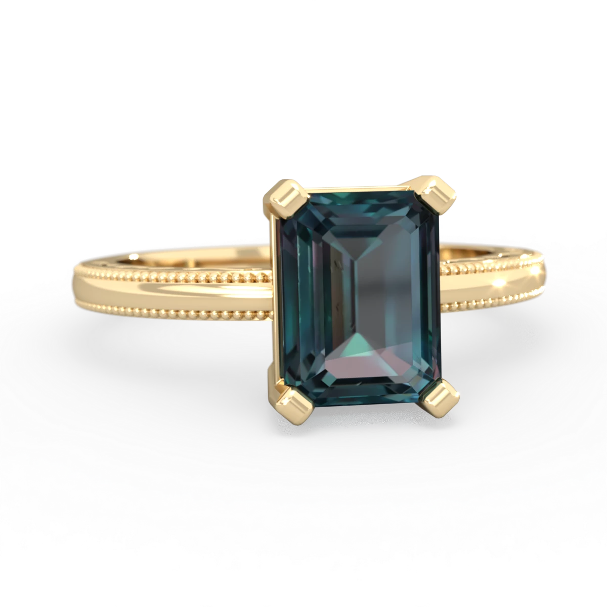 Alexandrite Milgrain Scroll 14K Yellow Gold ring R2338