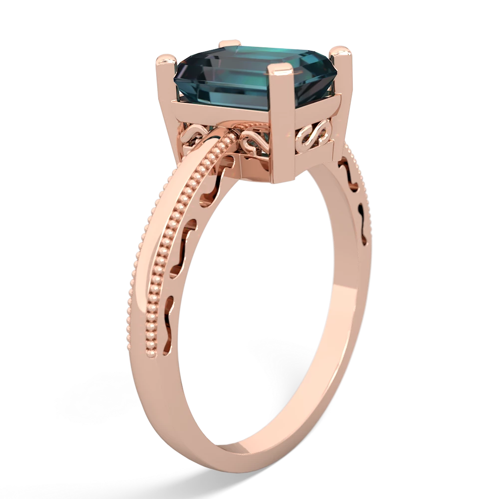 Alexandrite Milgrain Scroll 14K Rose Gold ring R2338