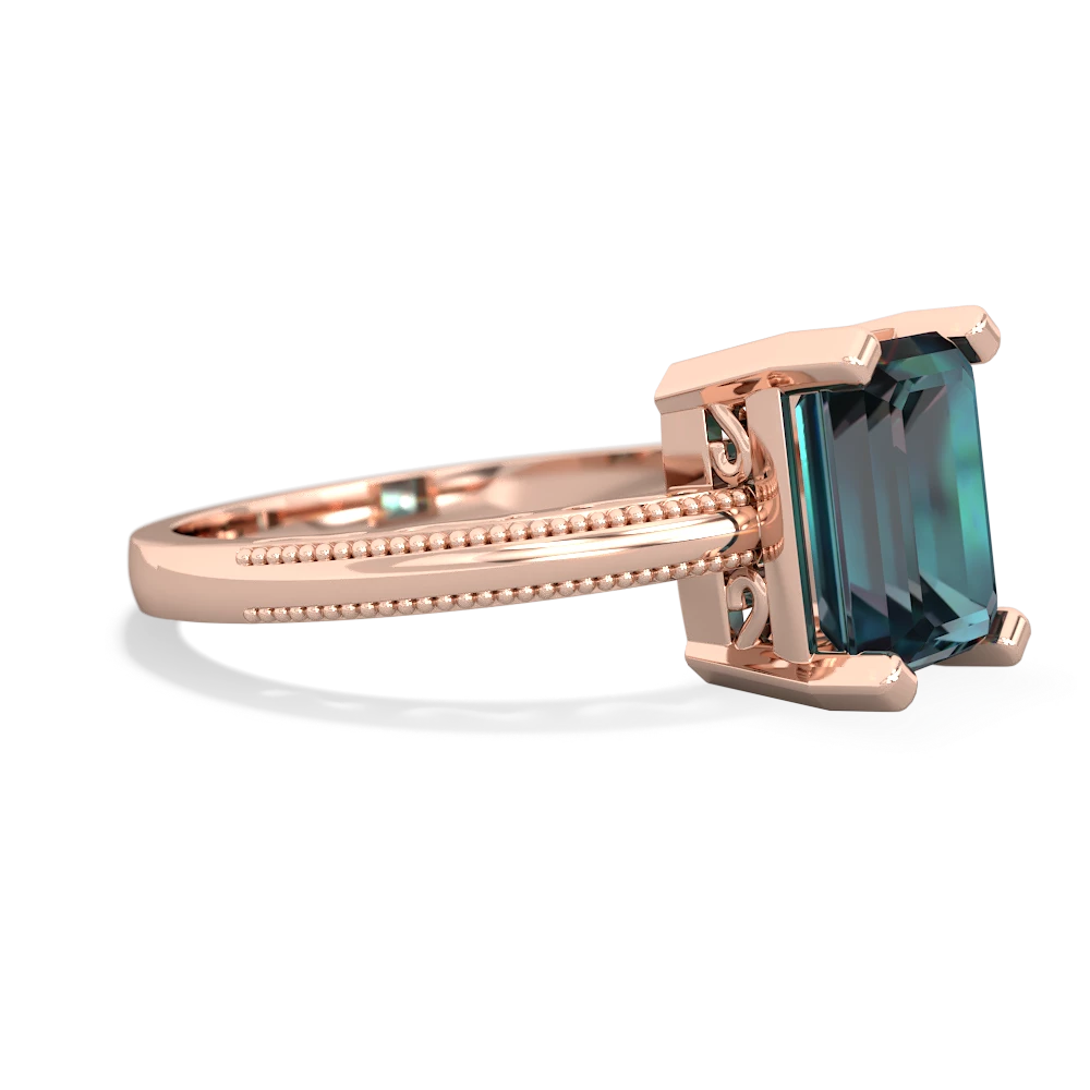 Alexandrite Milgrain Scroll 14K Rose Gold ring R2338