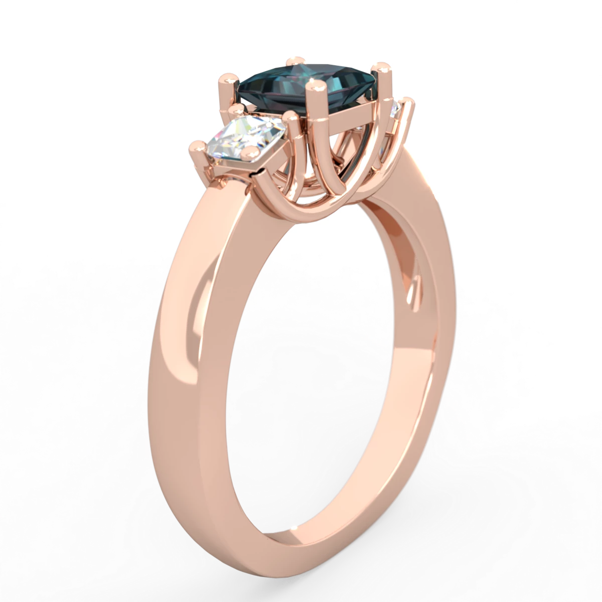 Alexandrite Three Stone Trellis 14K Rose Gold ring R4015