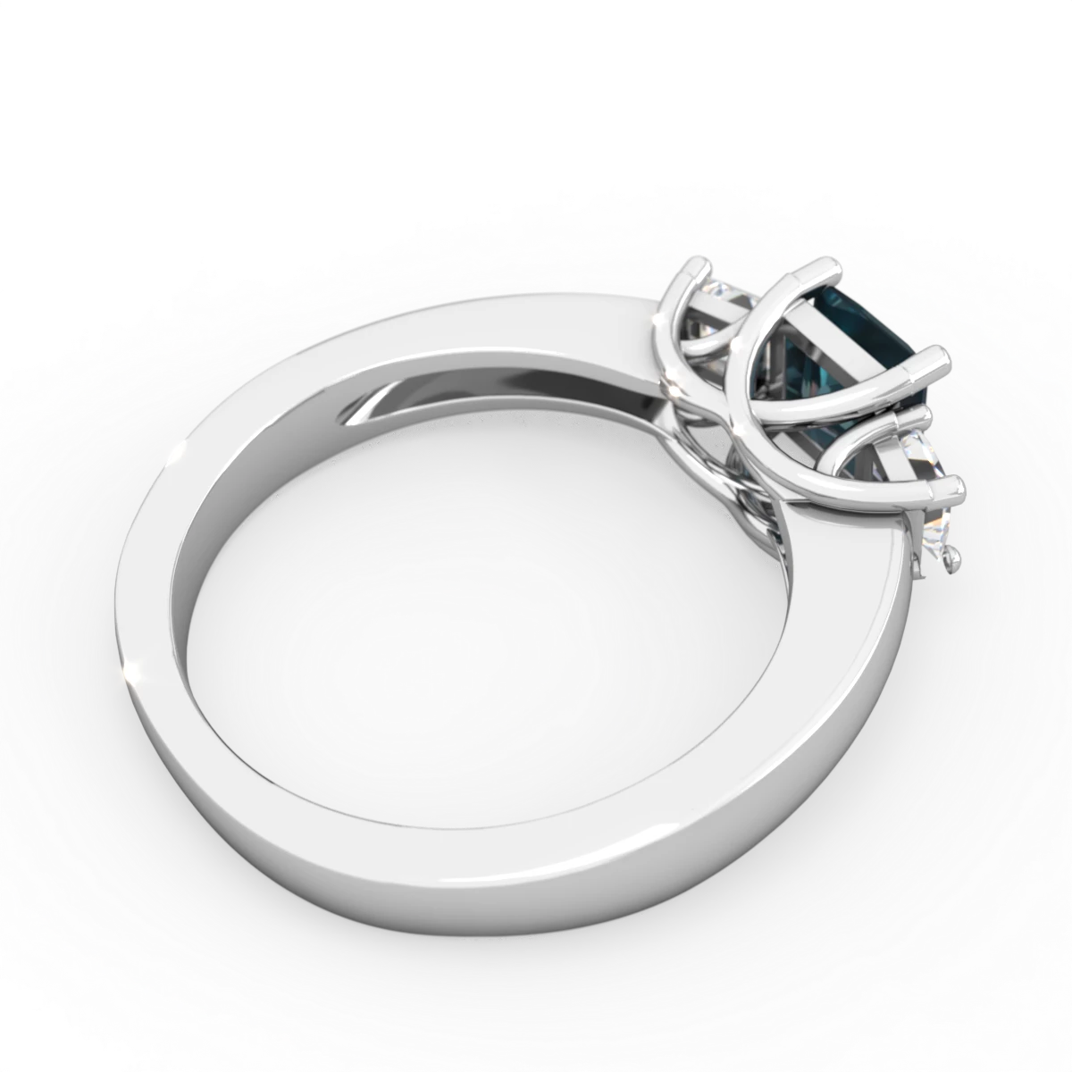 Alexandrite Three Stone Trellis 14K White Gold ring R4015