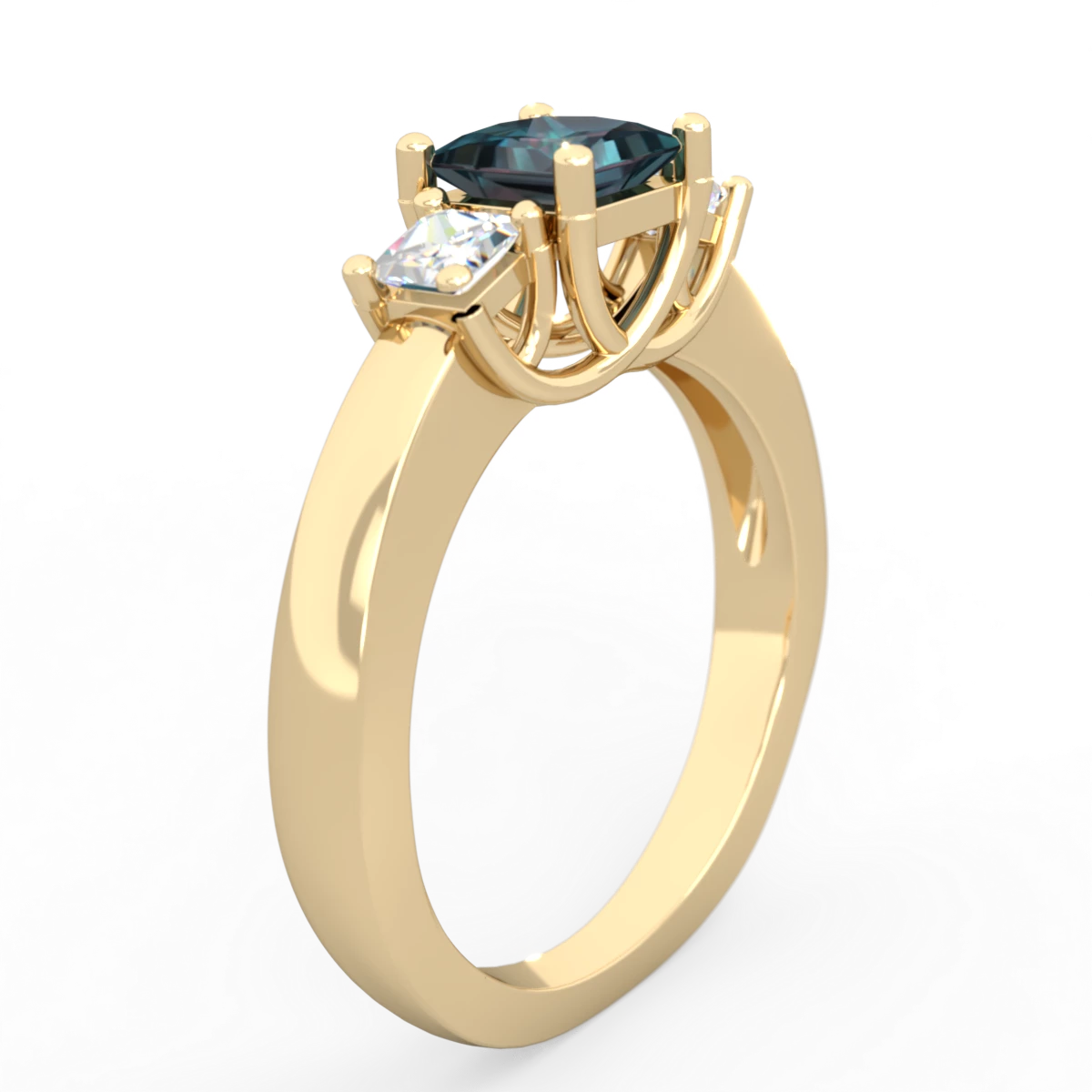 Alexandrite Three Stone Trellis 14K Yellow Gold ring R4015