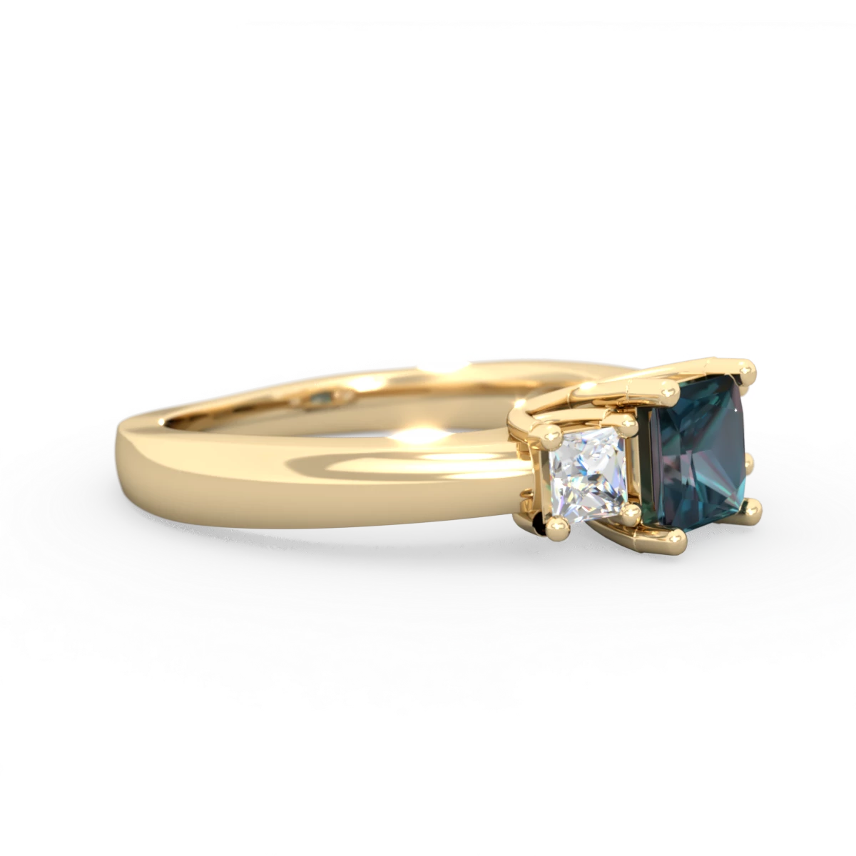 Alexandrite Three Stone Trellis 14K Yellow Gold ring R4015