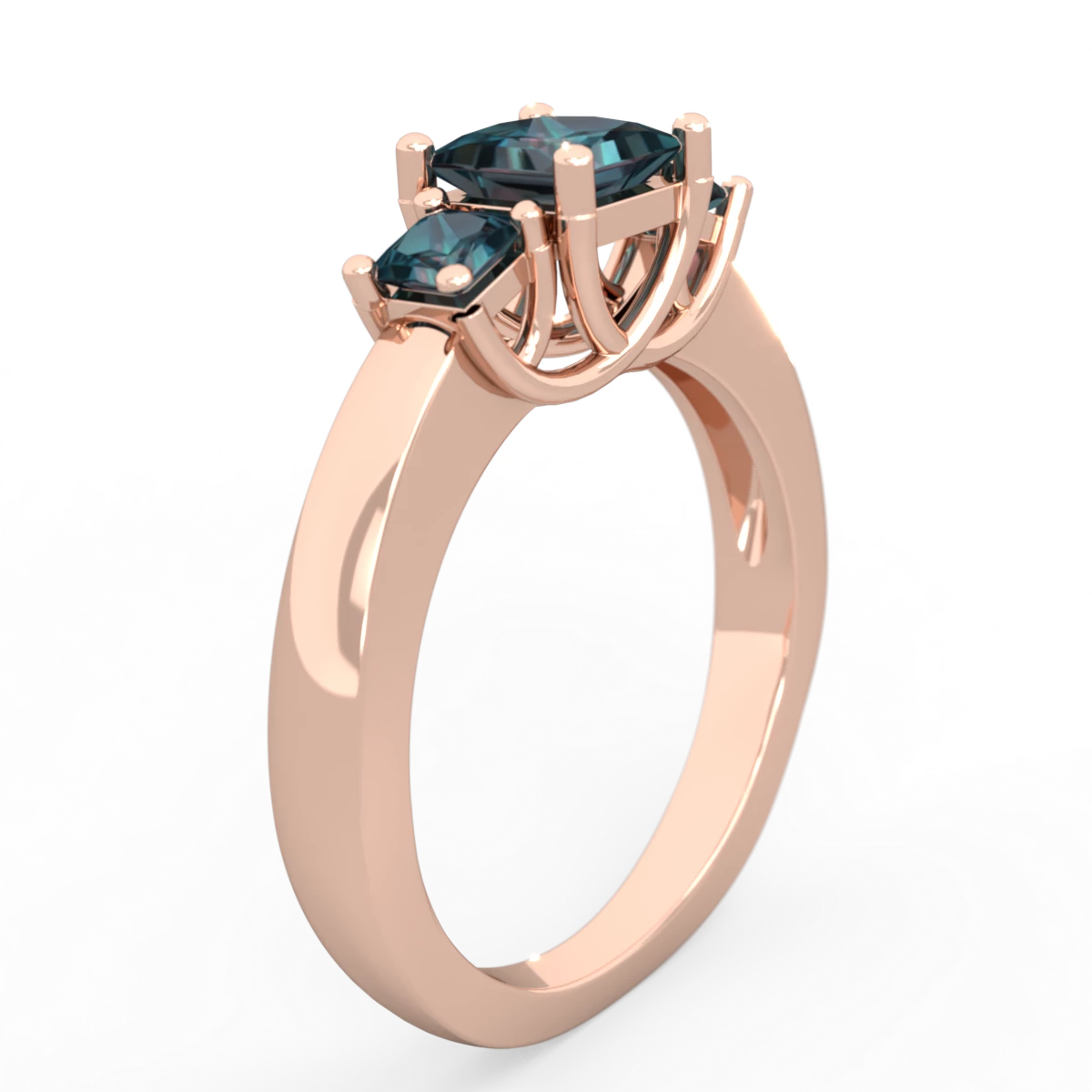Alexandrite Three Stone Trellis 14K Rose Gold ring R4015