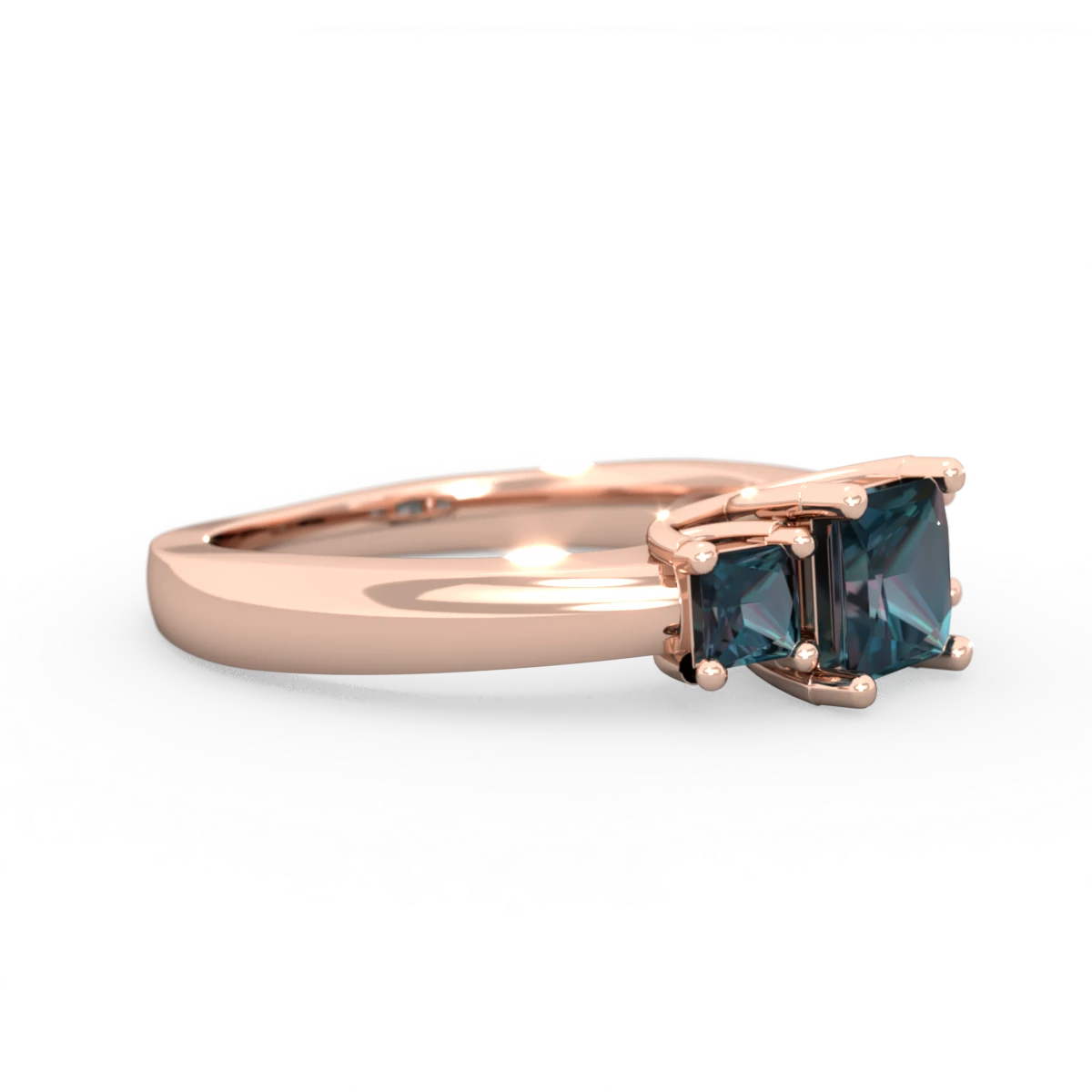 Alexandrite Three Stone Trellis 14K Rose Gold ring R4015