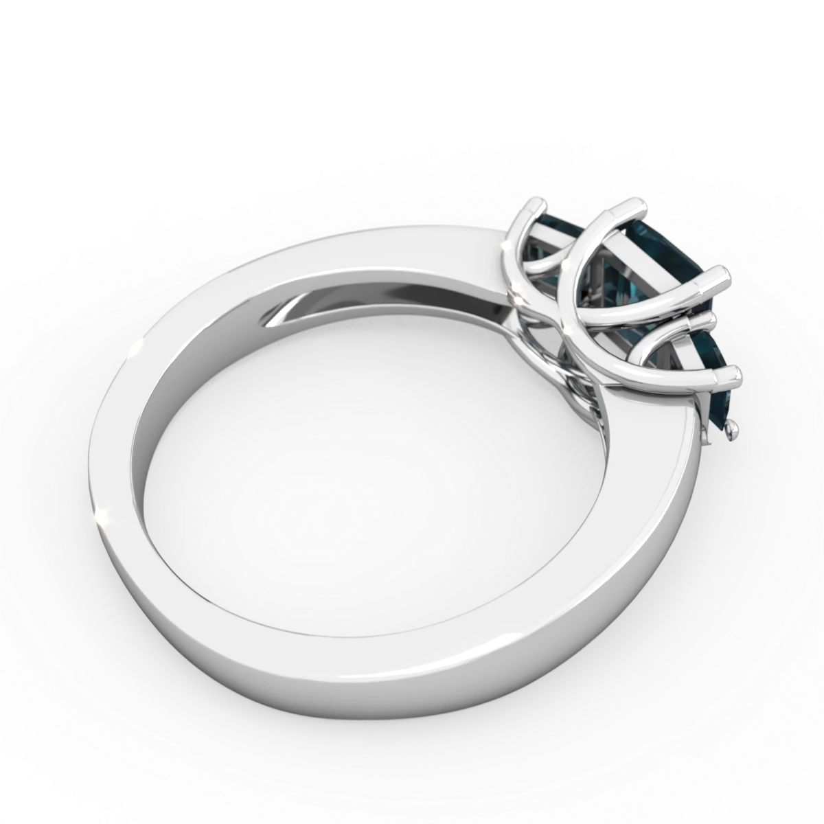 Alexandrite Three Stone Trellis 14K White Gold ring R4015