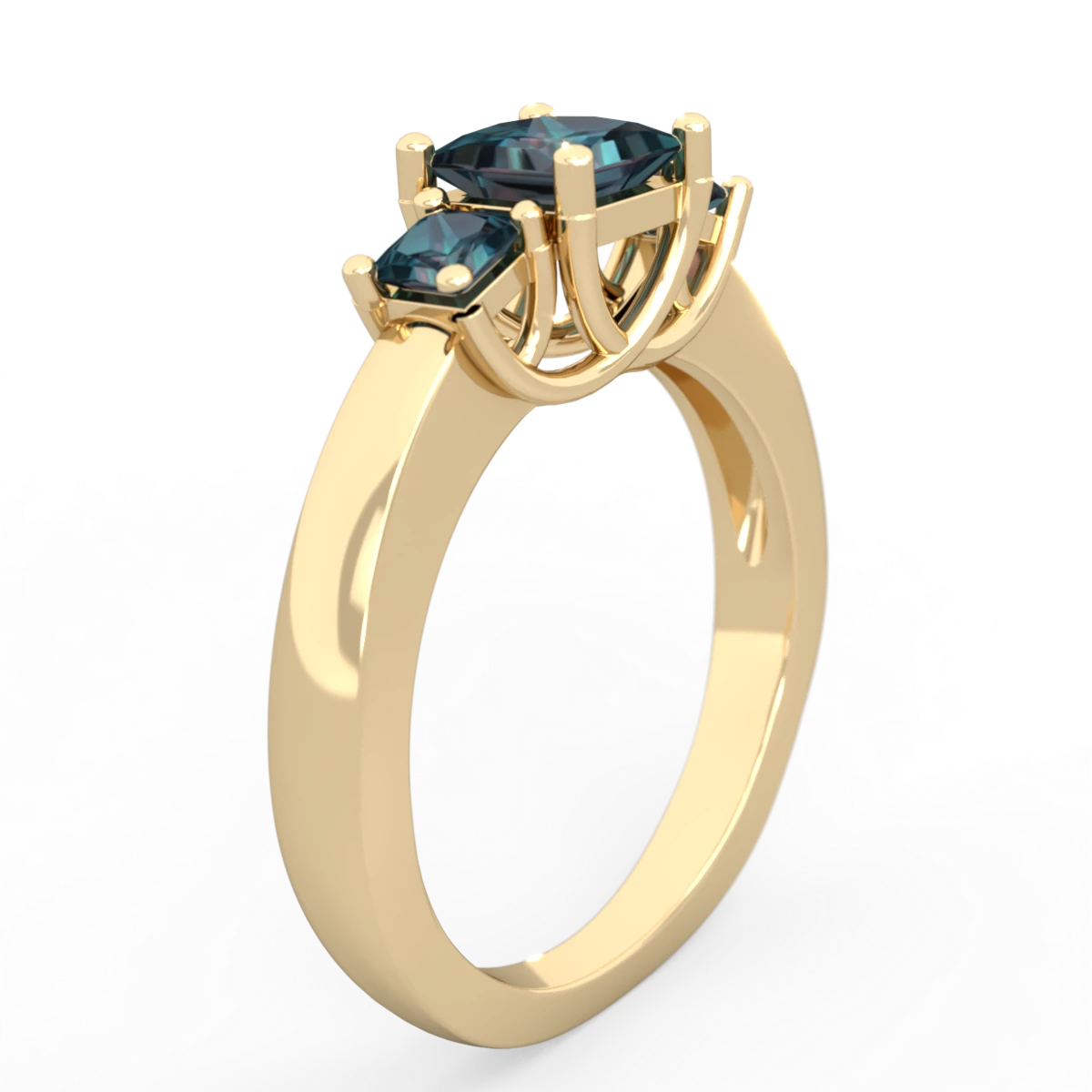 Alexandrite Three Stone Trellis 14K Yellow Gold ring R4015