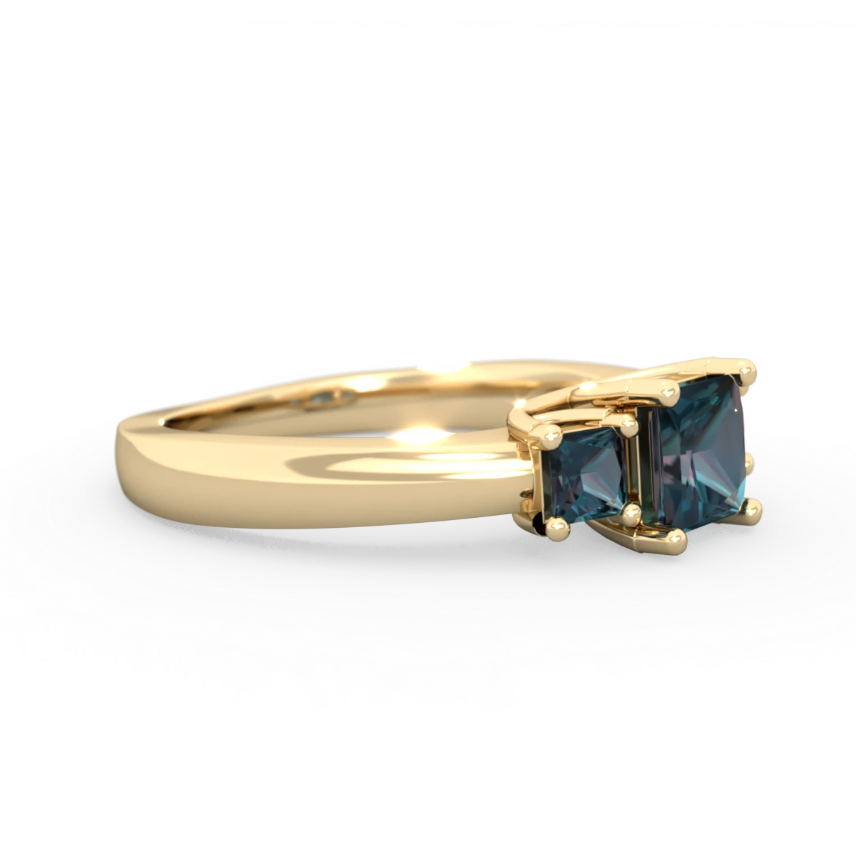 Alexandrite Three Stone Trellis 14K Yellow Gold ring R4015