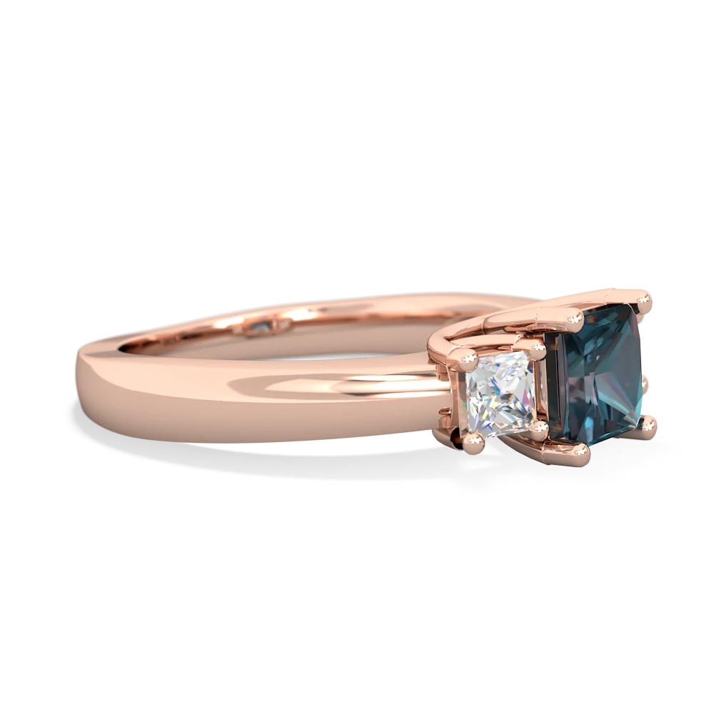 Alexandrite Three Stone Trellis 14K Rose Gold ring R4015