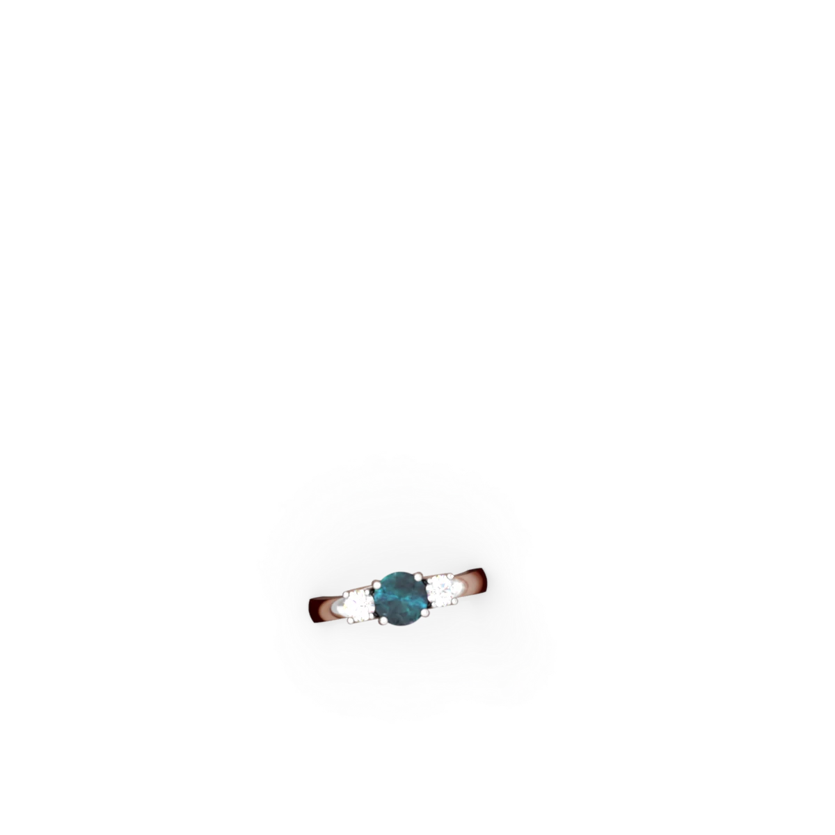 Alexandrite Diamond Three Stone Round Trellis 14K White Gold ring R4018