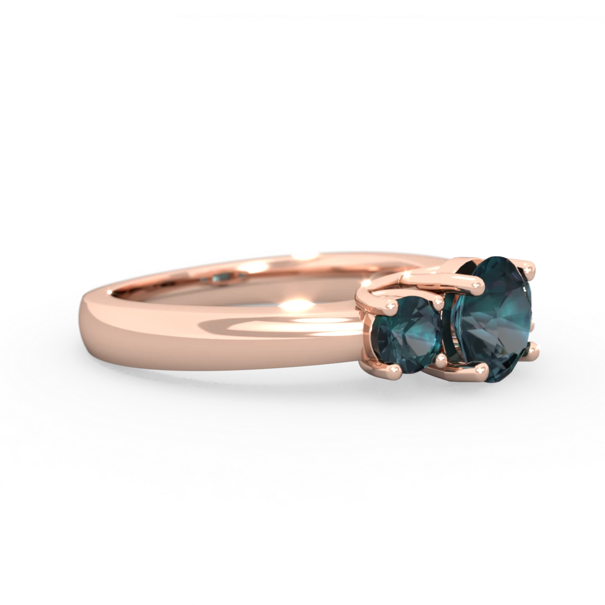 Alexandrite Three Stone Round Trellis 14K Rose Gold ring R4018