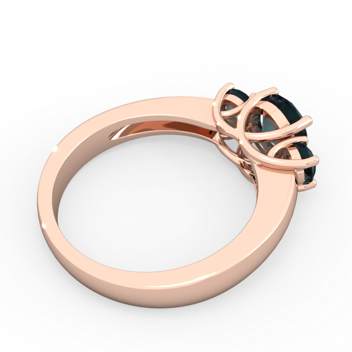 Alexandrite Three Stone Round Trellis 14K Rose Gold ring R4018