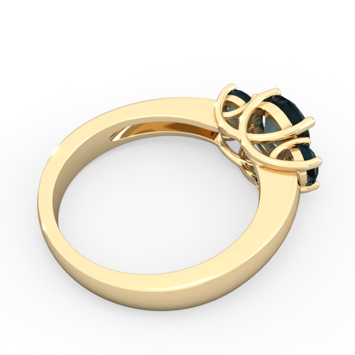 Alexandrite Three Stone Round Trellis 14K Yellow Gold ring R4018