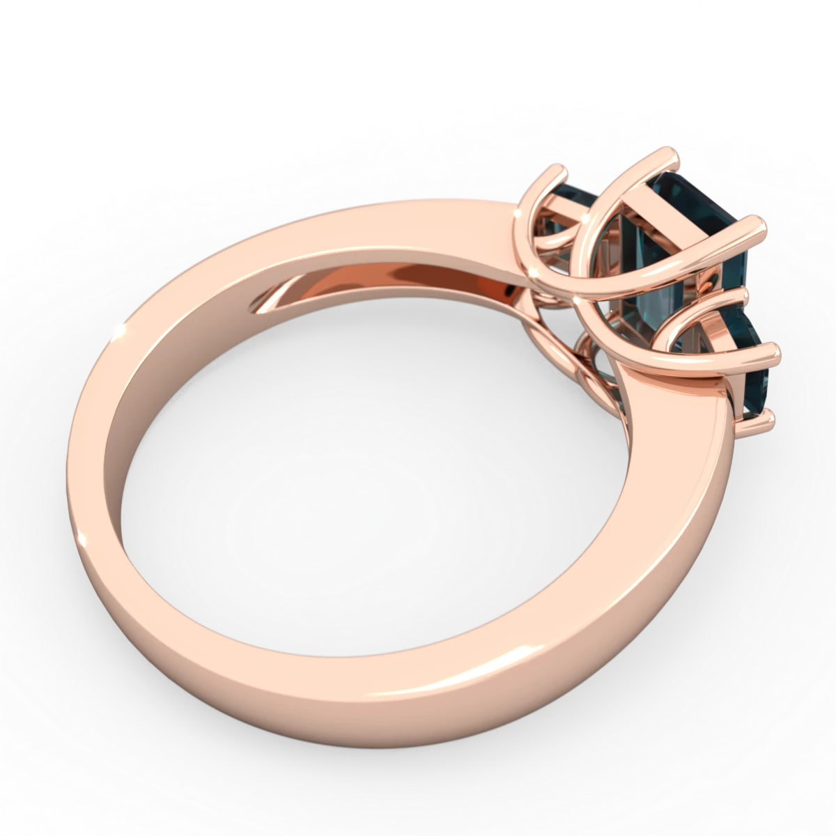 Alexandrite Three Stone Emerald-Cut Trellis 14K Rose Gold ring R4021