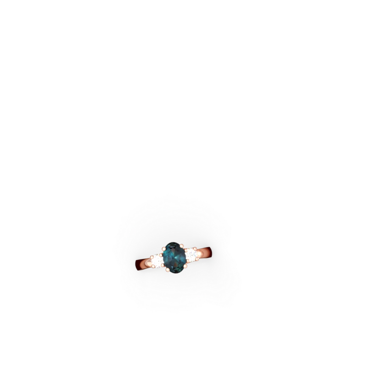 Alexandrite Diamond Three Stone Oval Trellis 14K Rose Gold ring R4024