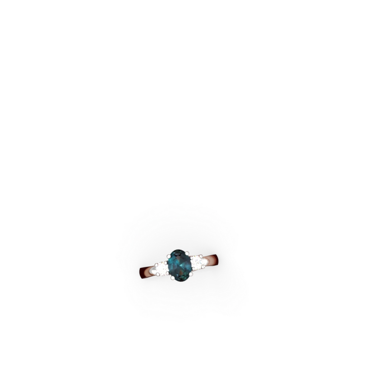 Alexandrite Diamond Three Stone Oval Trellis 14K White Gold ring R4024