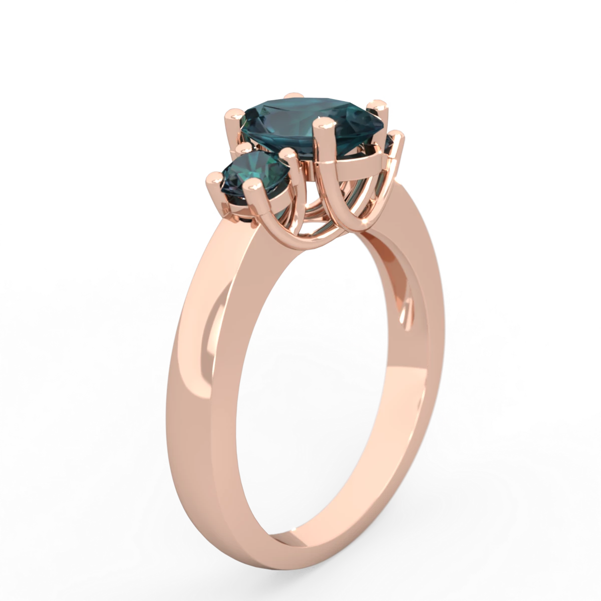 Alexandrite Three Stone Oval Trellis 14K Rose Gold ring R4024
