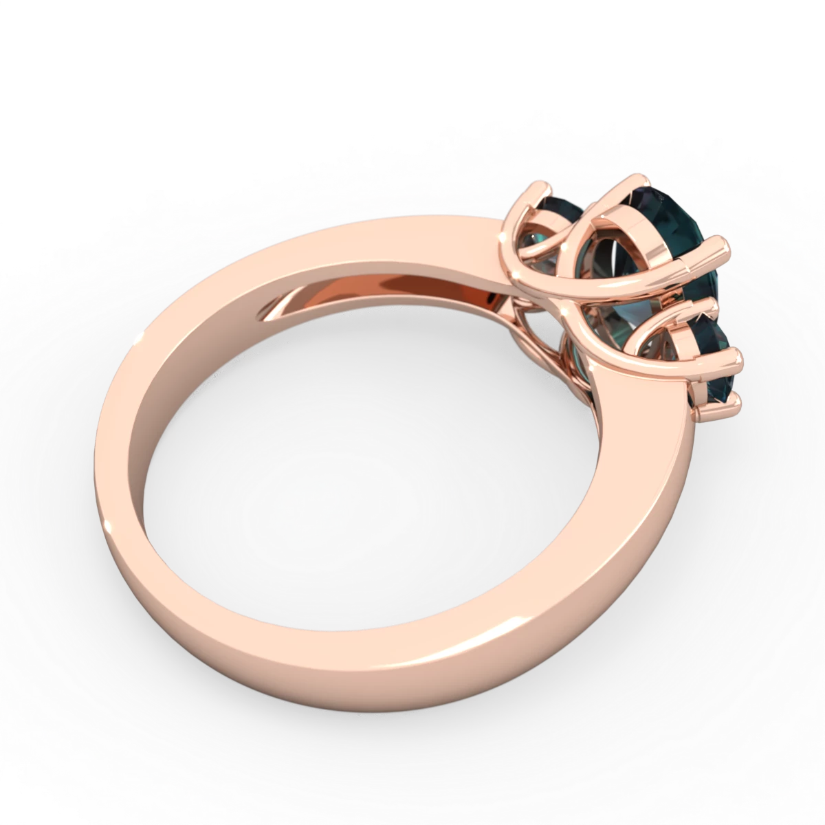 Alexandrite Three Stone Oval Trellis 14K Rose Gold ring R4024
