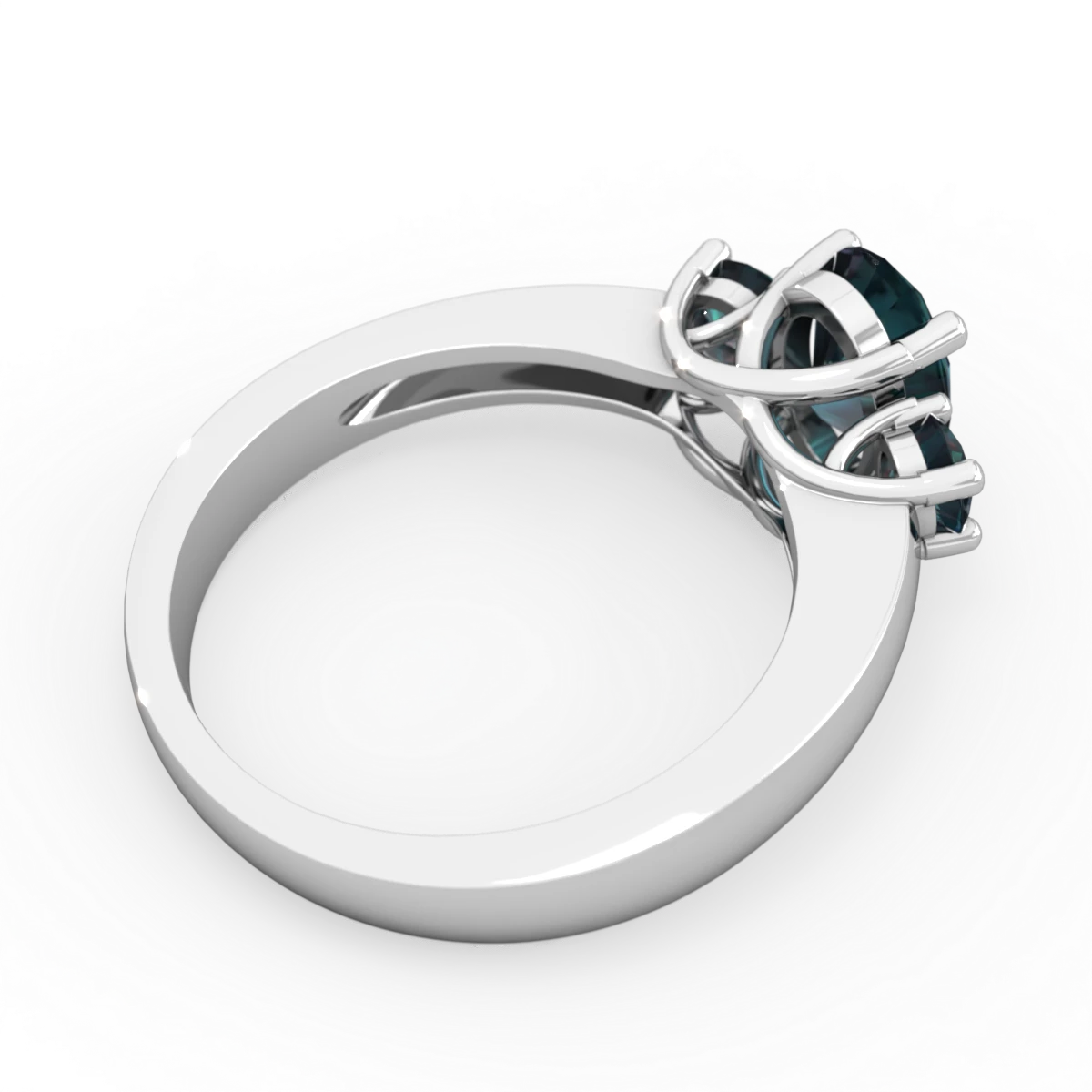 Alexandrite Three Stone Oval Trellis 14K White Gold ring R4024