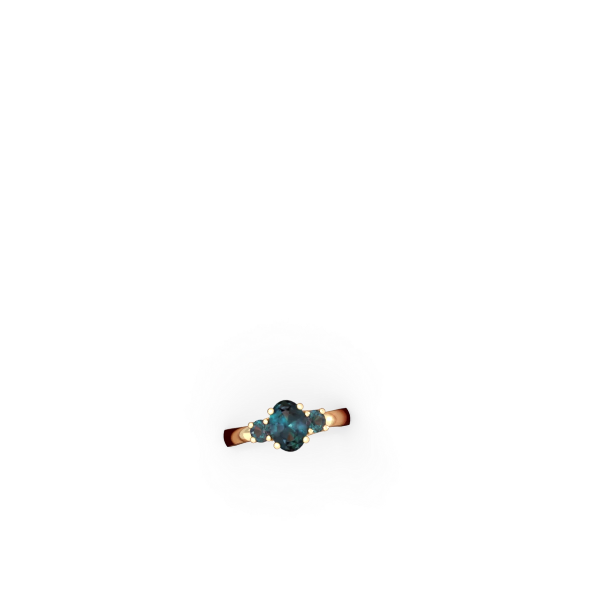 Alexandrite Three Stone Oval Trellis 14K Yellow Gold ring R4024