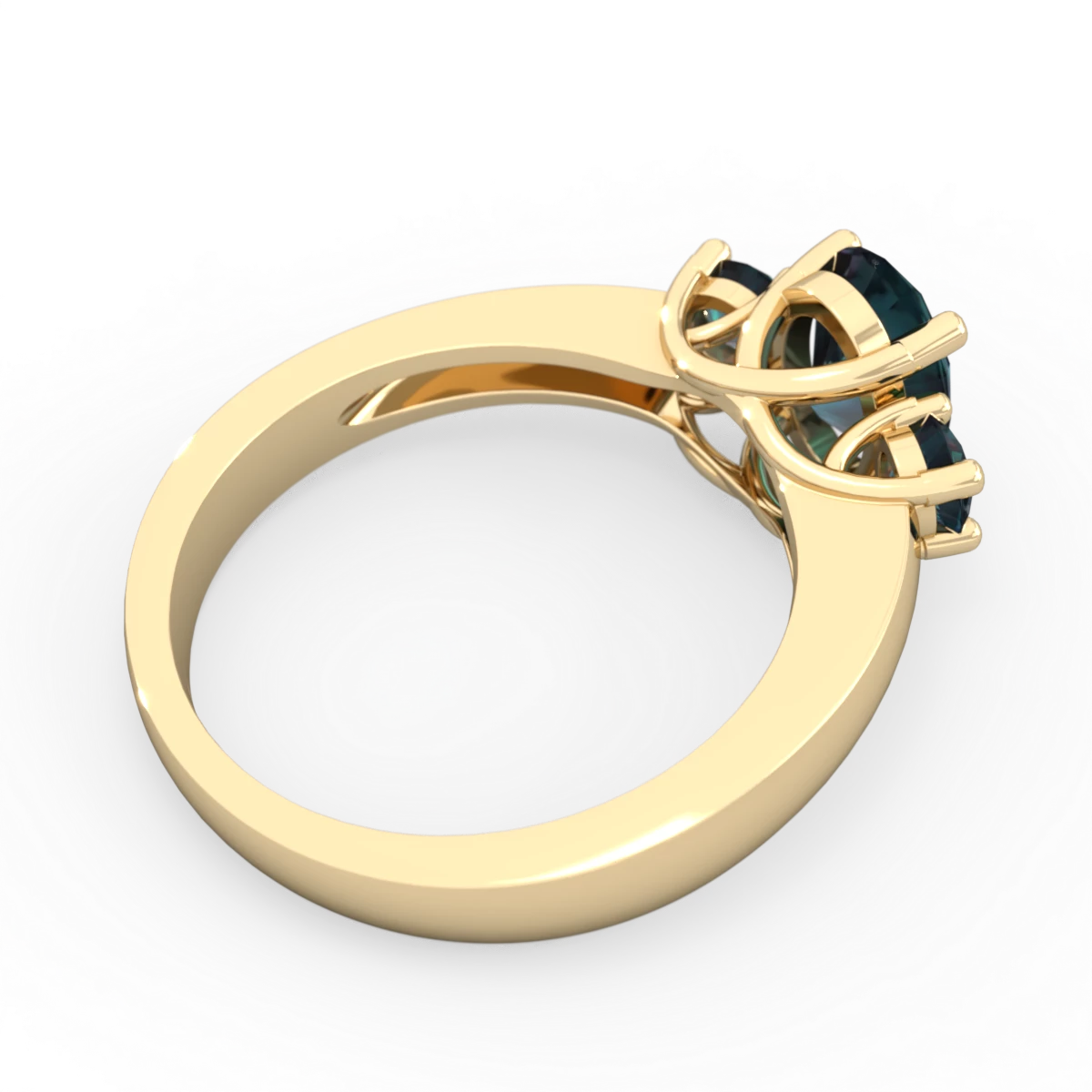 Alexandrite Three Stone Oval Trellis 14K Yellow Gold ring R4024