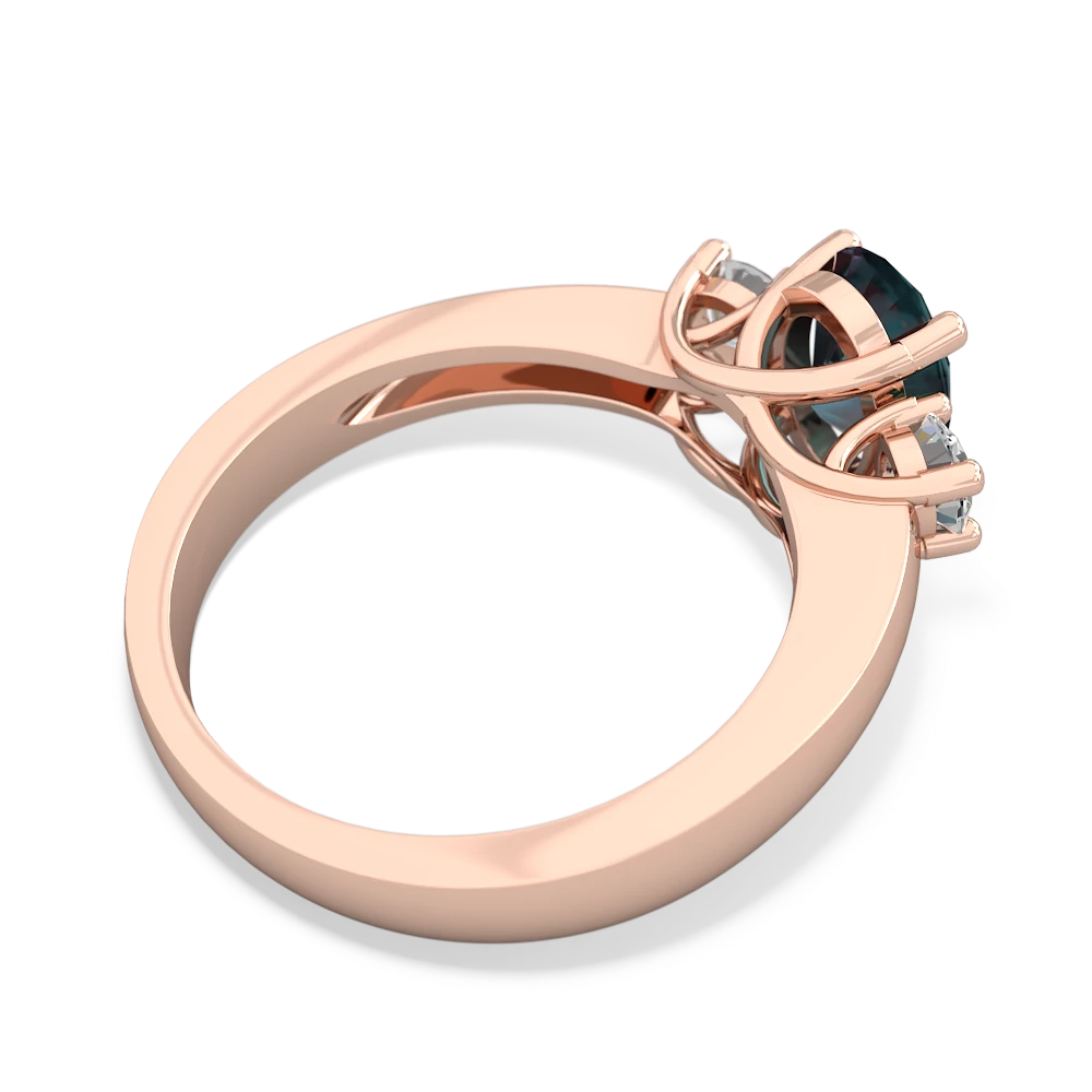 Alexandrite Diamond Three Stone Oval Trellis 14K Rose Gold ring R4024