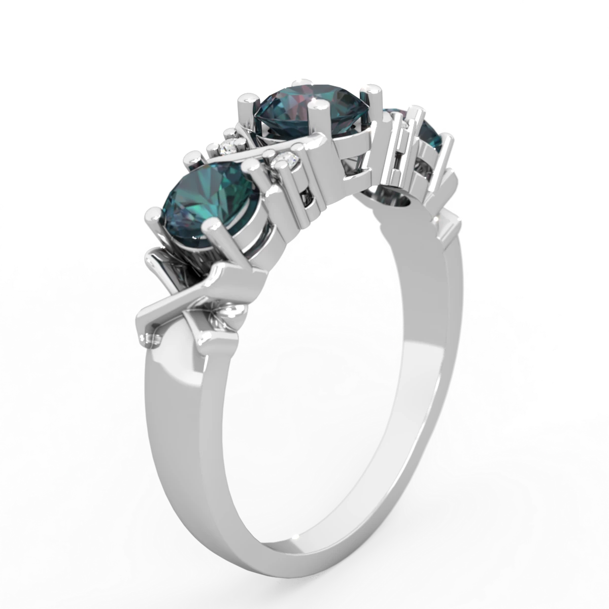 Alexandrite Hugs And Kisses 14K White Gold ring R5016