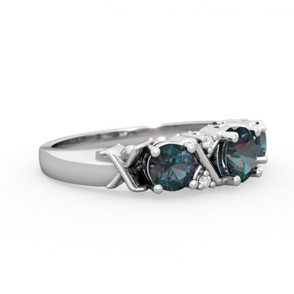 Alexandrite Hugs And Kisses 14K White Gold ring R5016