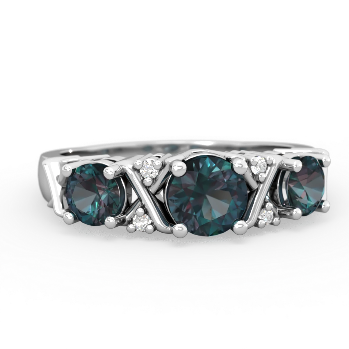 Alexandrite Hugs And Kisses 14K White Gold ring R5016