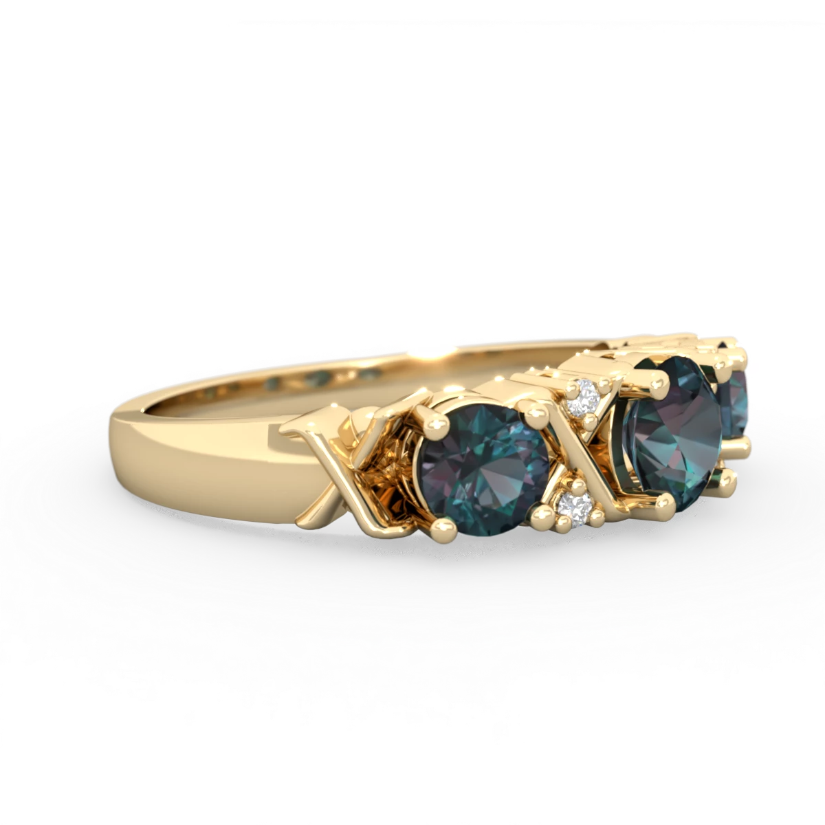 Alexandrite Hugs And Kisses 14K Yellow Gold ring R5016