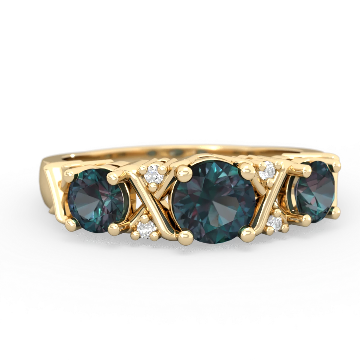 Alexandrite Hugs And Kisses 14K Yellow Gold ring R5016