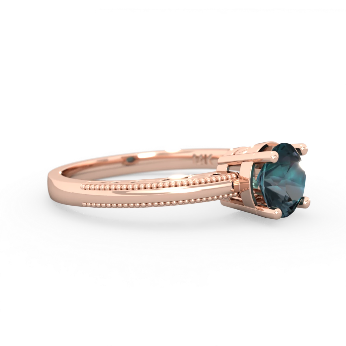 Alexandrite Milgrain Filigree 14K Rose Gold ring R5090