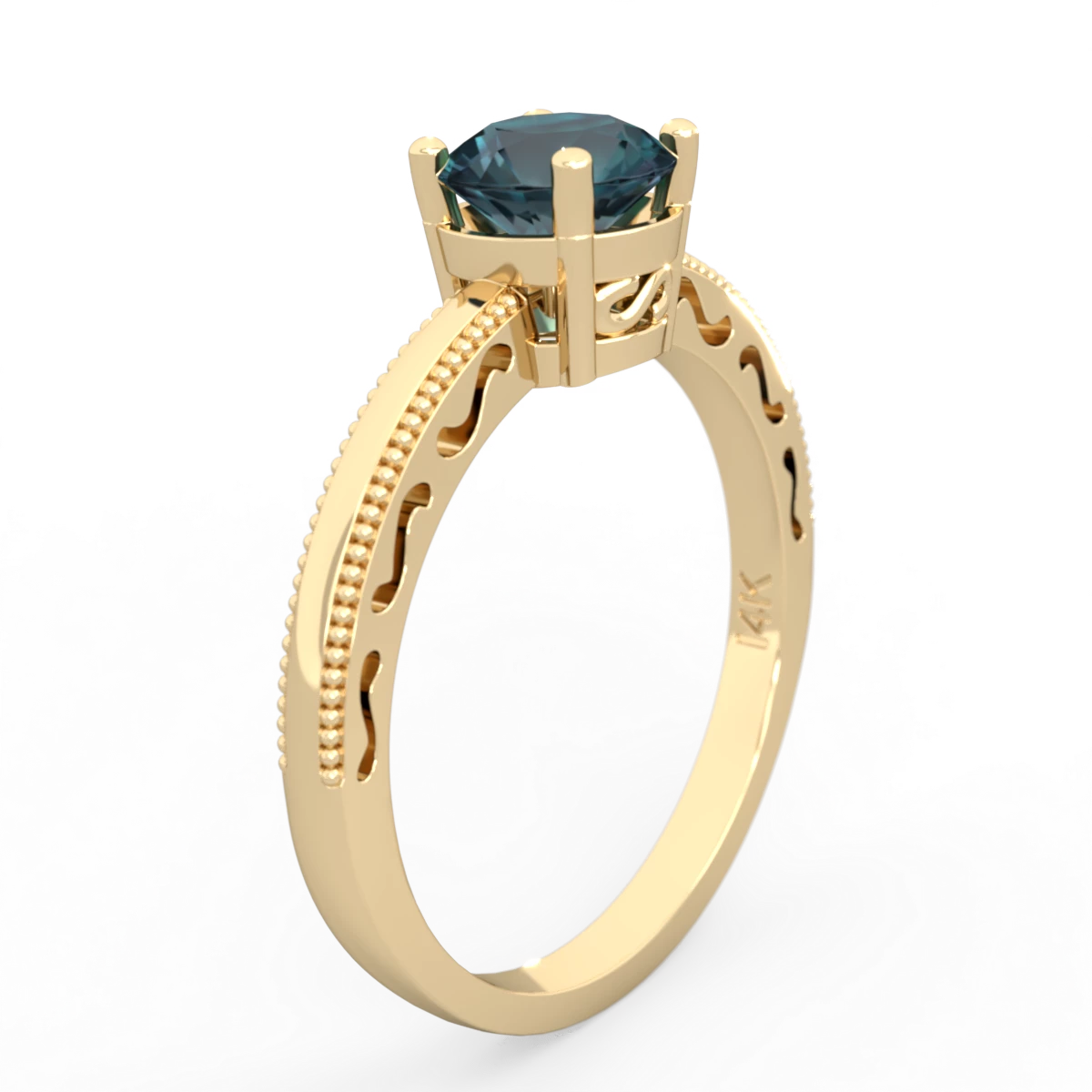 Alexandrite Milgrain Filigree 14K Yellow Gold ring R5090