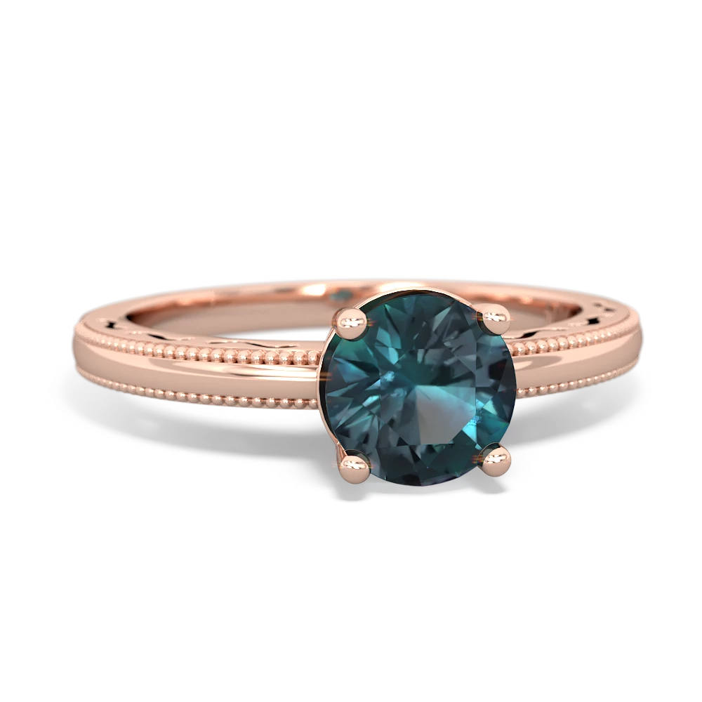 Alexandrite Milgrain Filigree 14K Rose Gold ring R5090