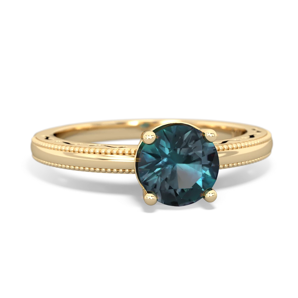 Alexandrite Milgrain Filigree 14K Yellow Gold ring R5090