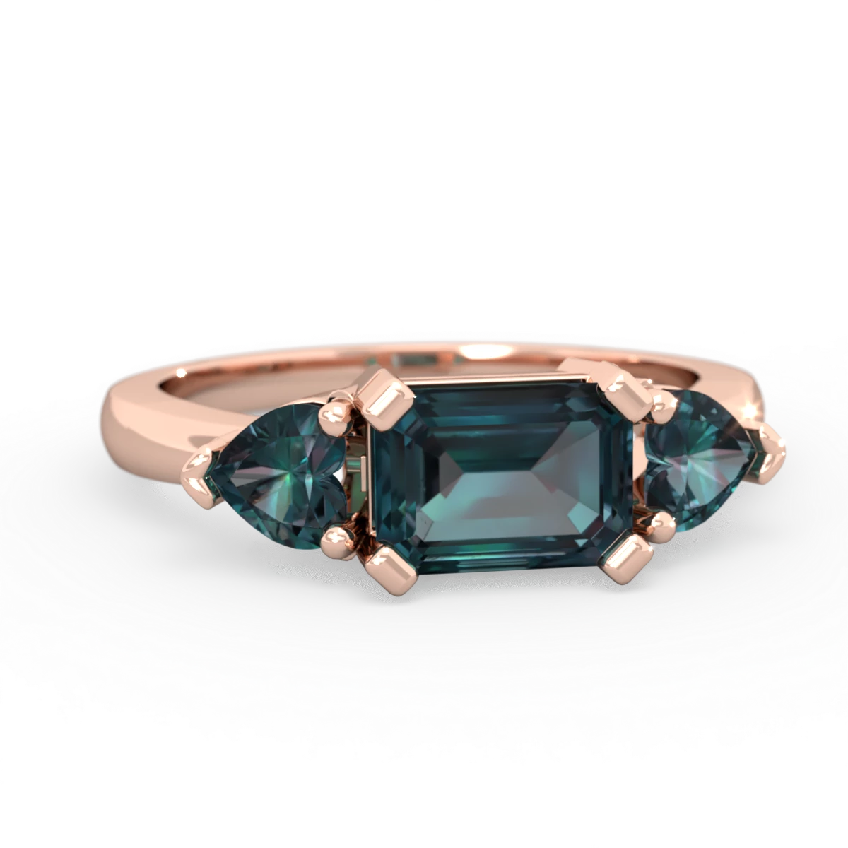 Alexandrite Three Stone 14K Rose Gold ring R5235