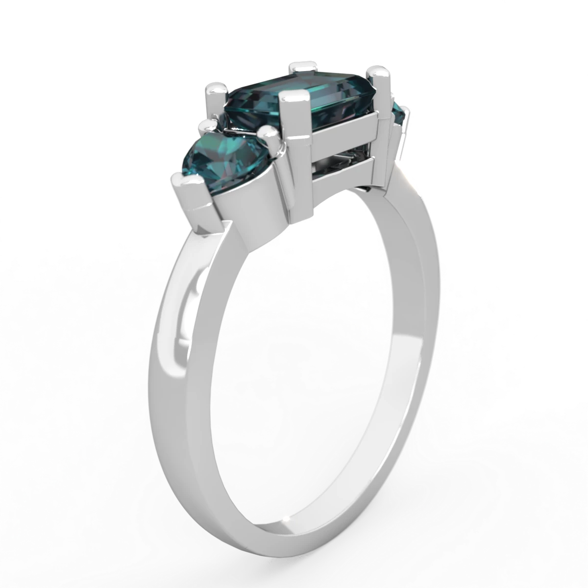 Alexandrite Three Stone 14K White Gold ring R5235